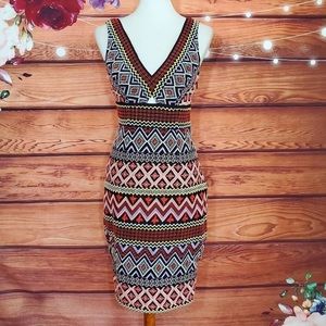 Anthropologie Multicolor Geometric Midi Dress